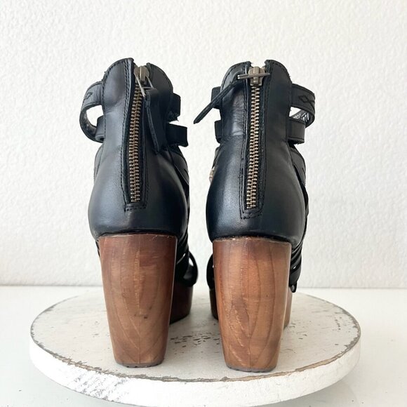 NEW Lane Boots BECCA Womens Black Wedges 8.5 Western Sandals Cowgirl Leather - Picture 3 of 11